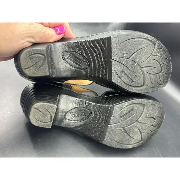 Born Black Mary Janes 3336 Embossed Heeled Stitch Size 9 EUC - Picture 4 of 8